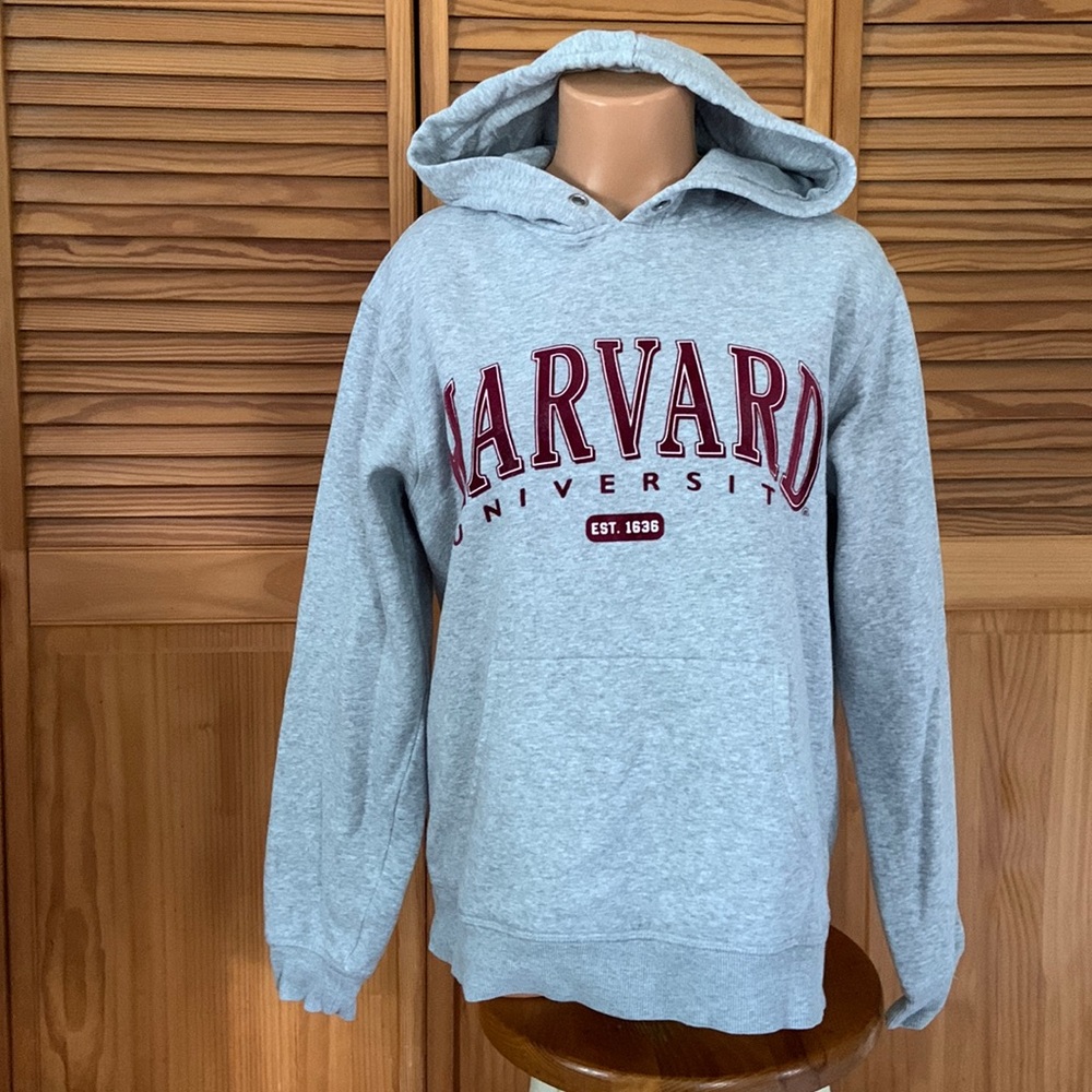 Harvard University hoodie gray & burgundy lettering authentic. Med IVY LEAGUE